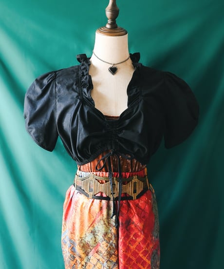 【Seek an nur】Euro Cropped Frill Dirndl Blouse