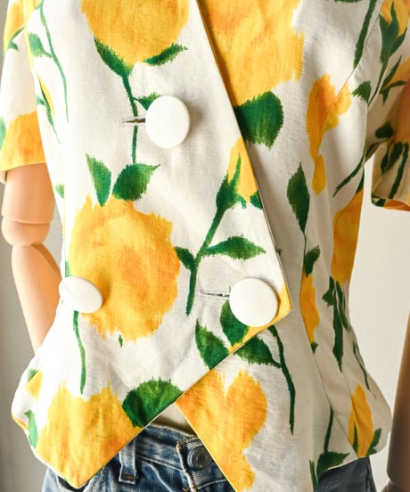 【curoam】French floral art blouse