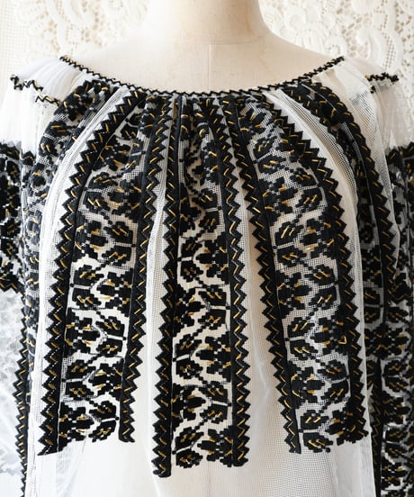 【Seek an nur】Romanian Vintage Beaded Tulle Blouse