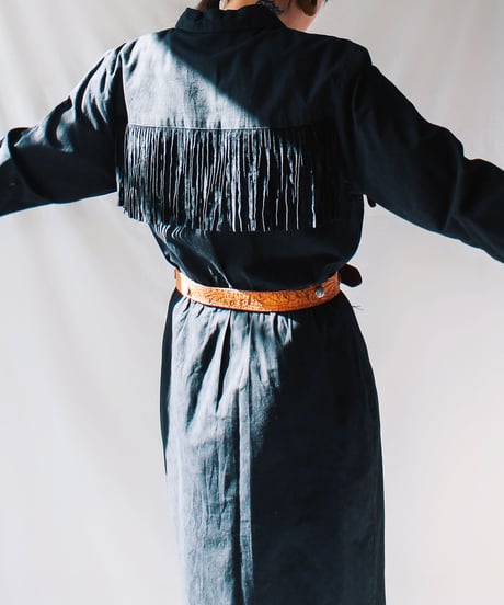 【tiny yearn】Painting Fringe Western Shirt Dress