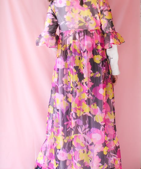 【tiny yearn】1970‘s Art Glow Sheer Night Gown
