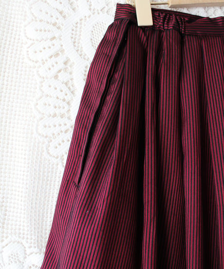 【Seek an nur】Austrian Stripe Flare Long Skirt