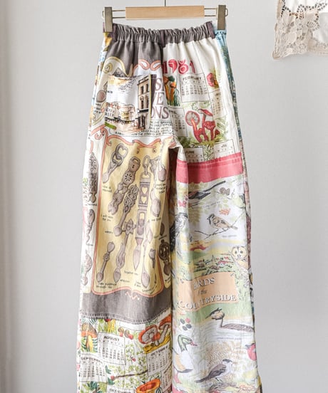 【curoam】Vintage tea towel patchwork pants