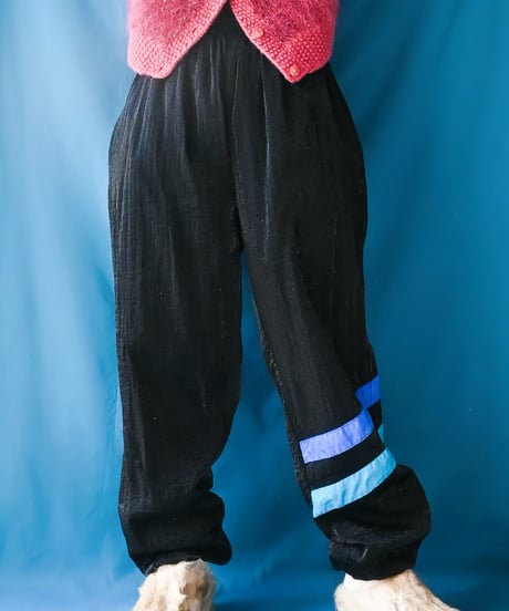 【tiny yearn】Euro Line Black Wind Pants