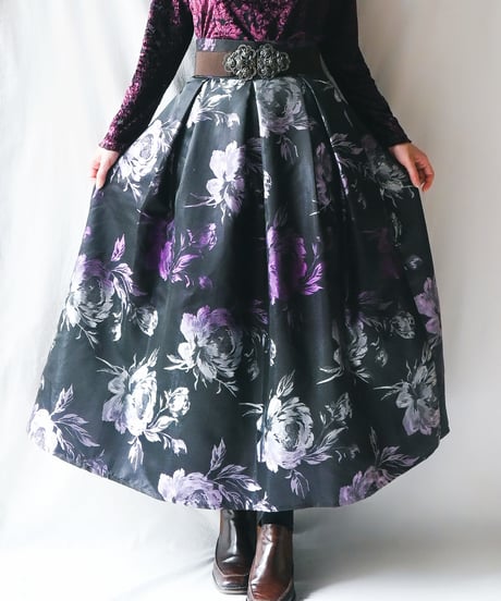 【Seek an nur】Euro Floral Satin Skirt