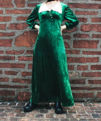 【Seek an nur】1970's Big Collar Velvet Maxi Dress
