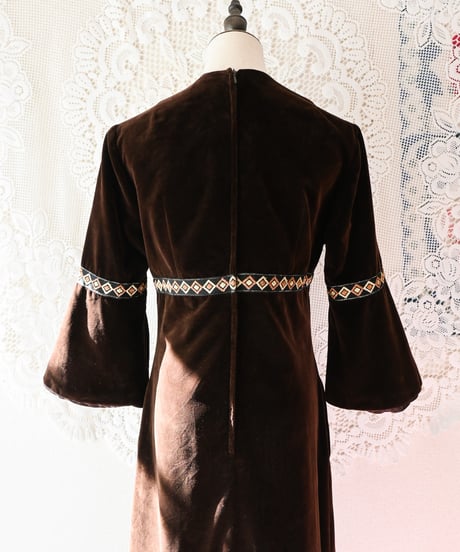 【Seek an nur】1970's Euro Velour Maxi Dress
