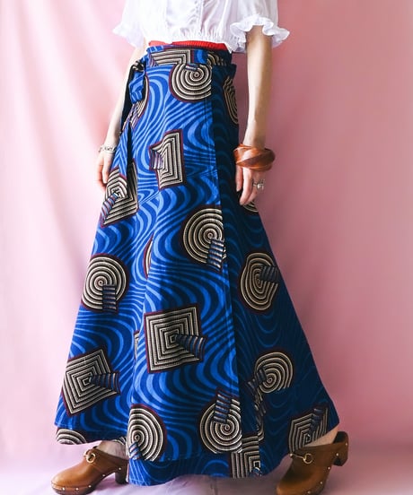 【tiny yearn】African Batik Wrap Flare Skirt
