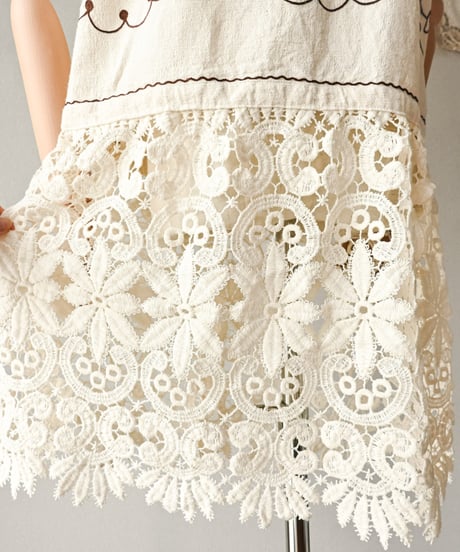 【Seek an nur】Vintage embroidery lace cami dress