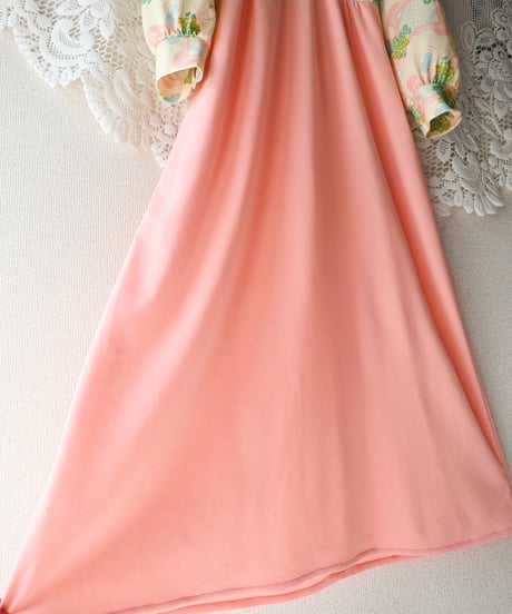 【tiny yearn】1970's Floral Geometric Maxi Dress