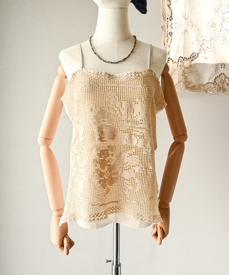 【Seek an nur】Vintage crochet patchwork cami