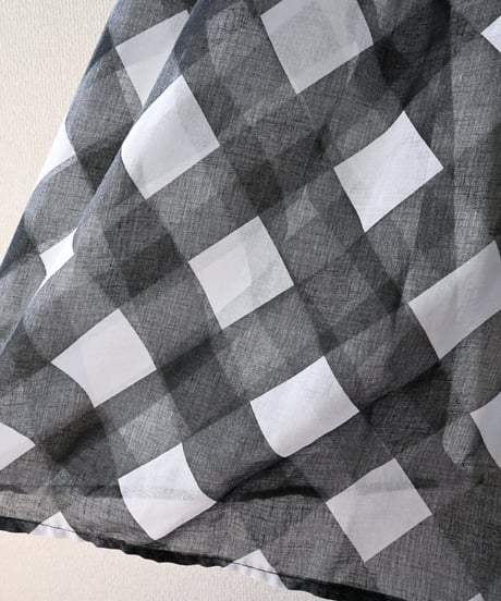 【tiny yearn】1970's Ribbon Sheer Check Maxi Dress