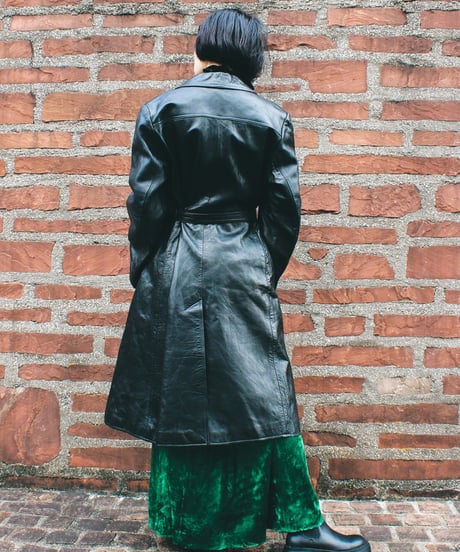 【Seek an nur】Black Mongolia Leather Long Coat