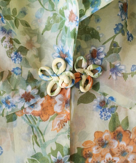 【tiny yearn】1970's Floral Sheer Maxi Dress Gown