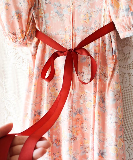 【Seek an nur】1970's Floral Puff Sleeve Maxi Dress