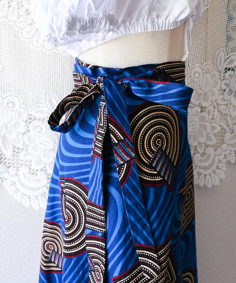 【tiny yearn】African Batik Wrap Flare Skirt