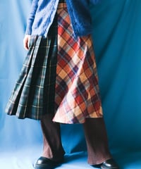 【tiny yearn】Check Docked Wool Flare Skirt
