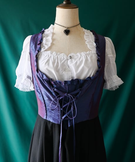 【Seek an nur】Tyrolean Metallic Black Dirndl Dress