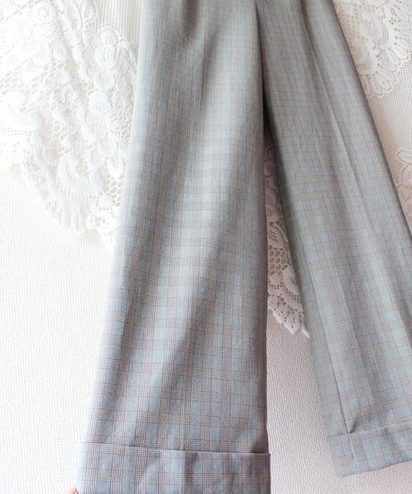 【Seek an nur】USA Glen Check Flare Slacks Pants