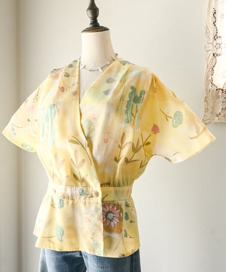 【Seek an nur】French floral art jacket blouse