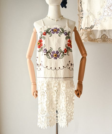 【Seek an nur】Vintage embroidery lace cami dress