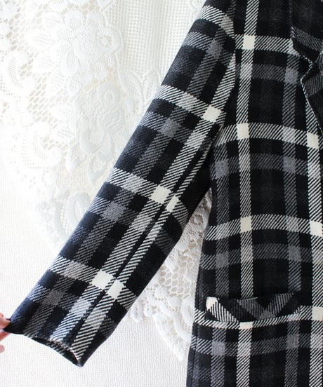 【Seek an nur】Euro Check Wool Tailored Over Jacket