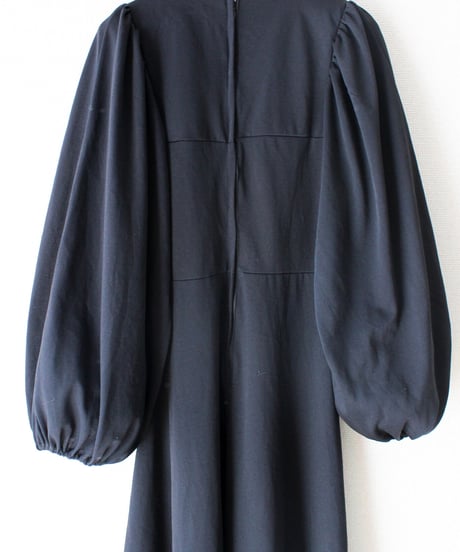 【Seek an nur】Balloon sleeve Black Maxi Dress