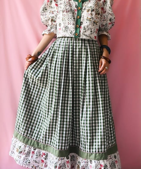 【tiny yearn】Euro Gingham Check Maxi Skirt