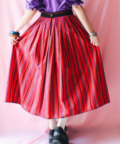 【tiny yearn】Euro Mulch Stripe Flare Trachten Skirt