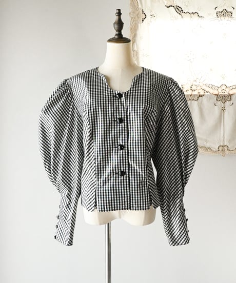 【Seek an nur】Euro Balloon Check Blouse