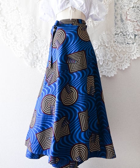 【tiny yearn】African Batik Wrap Flare Skirt