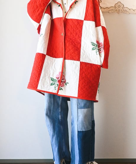 【tiny yearn】Vintage patchwork quilted coat