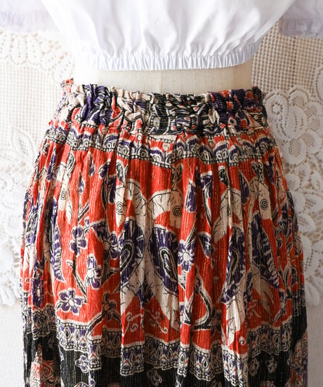 【Seek an nur】Dead Stock Indian Cotton Metallic Skirt