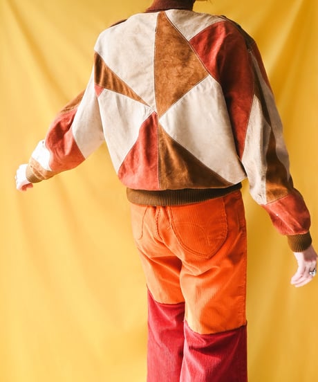 【tiny yearn】1970's Vintage Patchwork Suede Tops