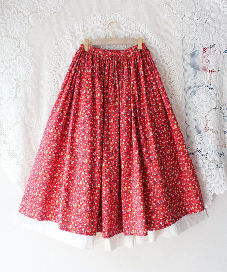 【tiny yearn】1970's Vintage Floral Layered Flare Skirt