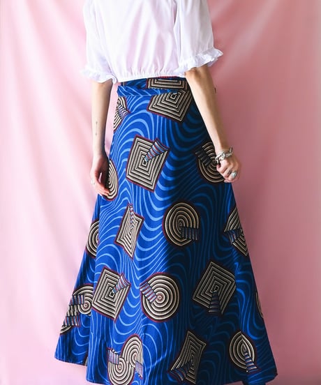 【tiny yearn】African Batik Wrap Flare Skirt
