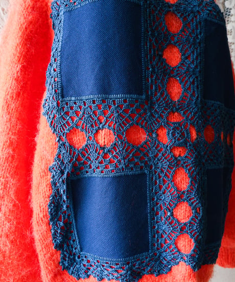 【tiny yearn】Crochet Mohair Knit Over Sweater