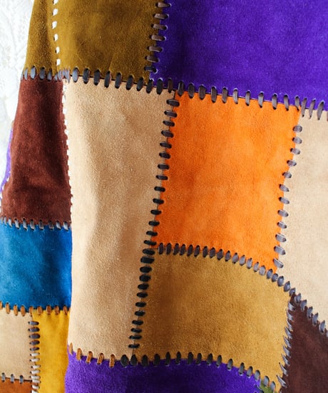 【tiny yearn】1970's Vintage Patchwork Suede Cape