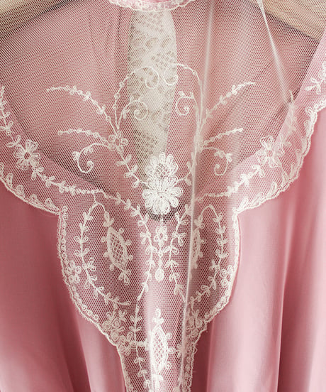 【Seek an nur】Lace Puff sleeve Sheer Long Dress
