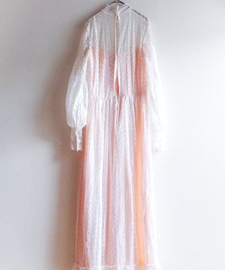 【Seek an nur】1970's Vintage White Lace Long Dress