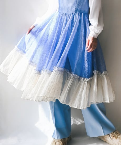 【tiny yearn】1950~60's Frill Pin dot Sheer Dress