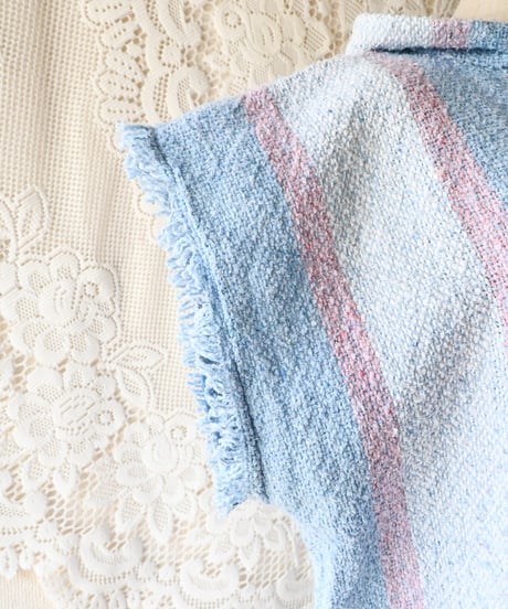 【tiny yearn】Pink Stripe Mexican Parker Vest
