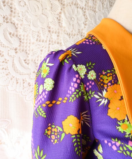 【tiny yearn】1970's Euro Floral Mini Dress