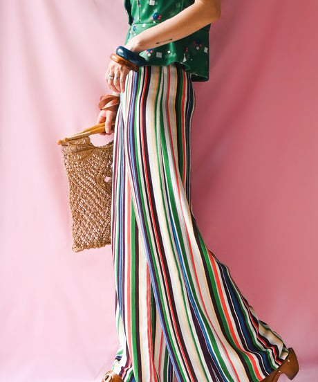 【tiny yearn】Mulch Stripe Sheer Wide Pants