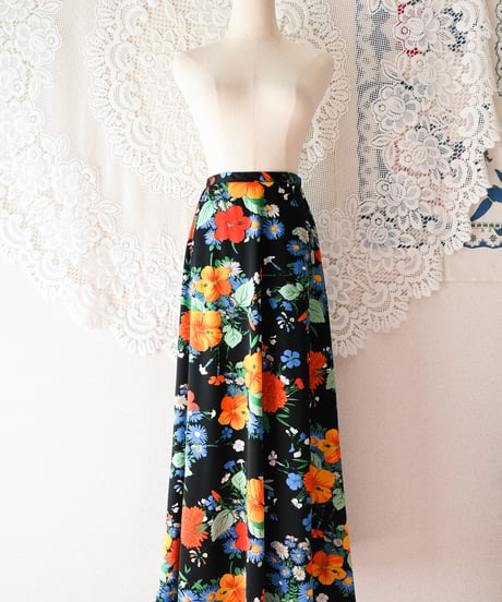 【tiny yearn】1970's Euro Floral Maxi Skirt