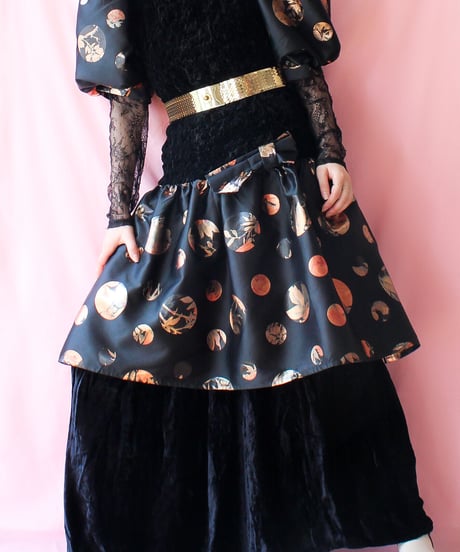 【tiny yearn】Germany Velours Shirring Dot Dress