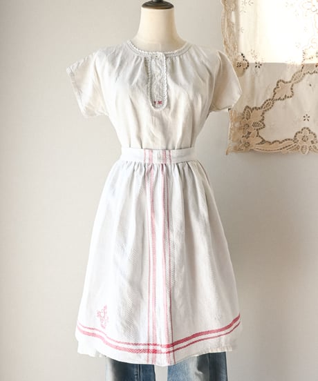 【Seek an nur】French vintage linen waist apron