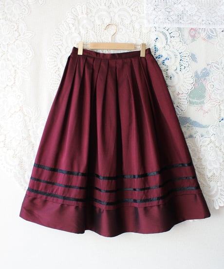【Seek an nur】Austrian Stripe Flare Long Skirt