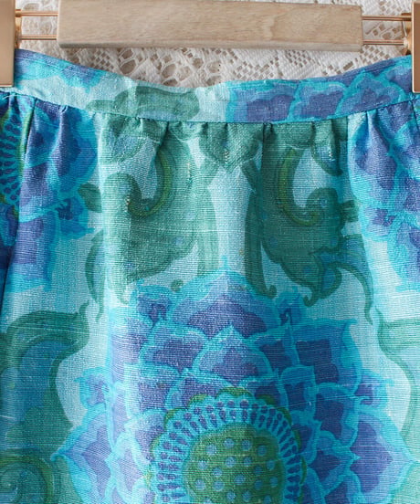 【tiny yearn】1970's Retro Floral Silk Maxi Skirt