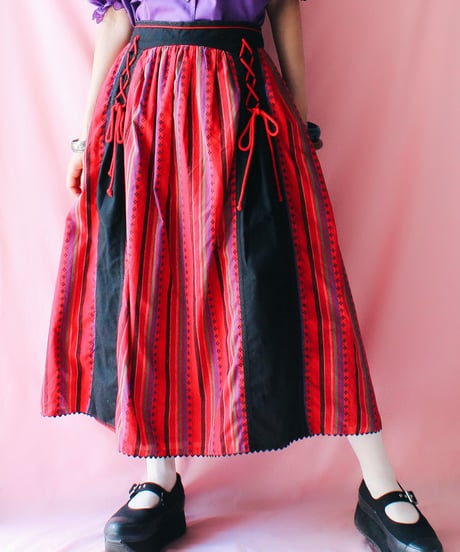 【tiny yearn】Euro Mulch Stripe Flare Trachten Skirt